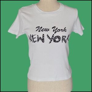 ON FIRE NWOT White Ribbed  Short Sleeve T-shirt Embellished